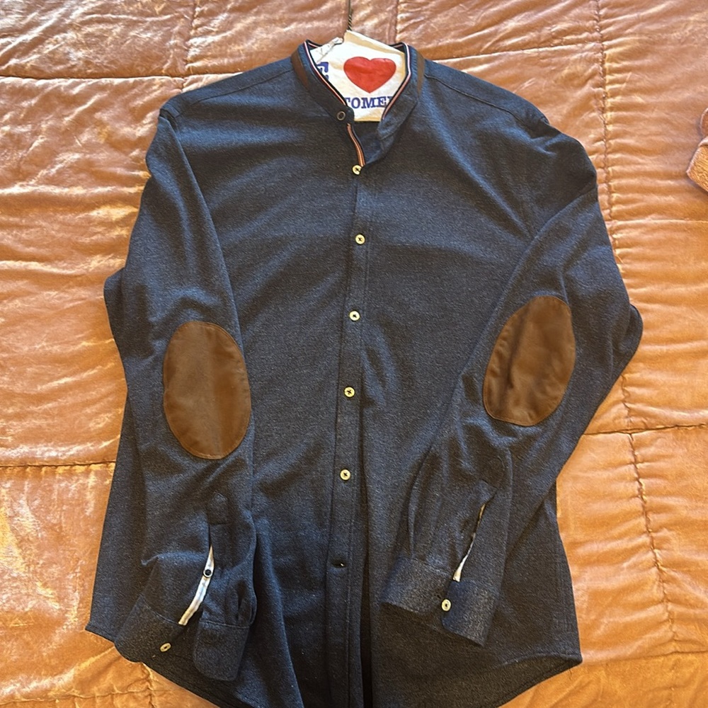 Zara Stretch Elbow Patch Shirt 44 XL
